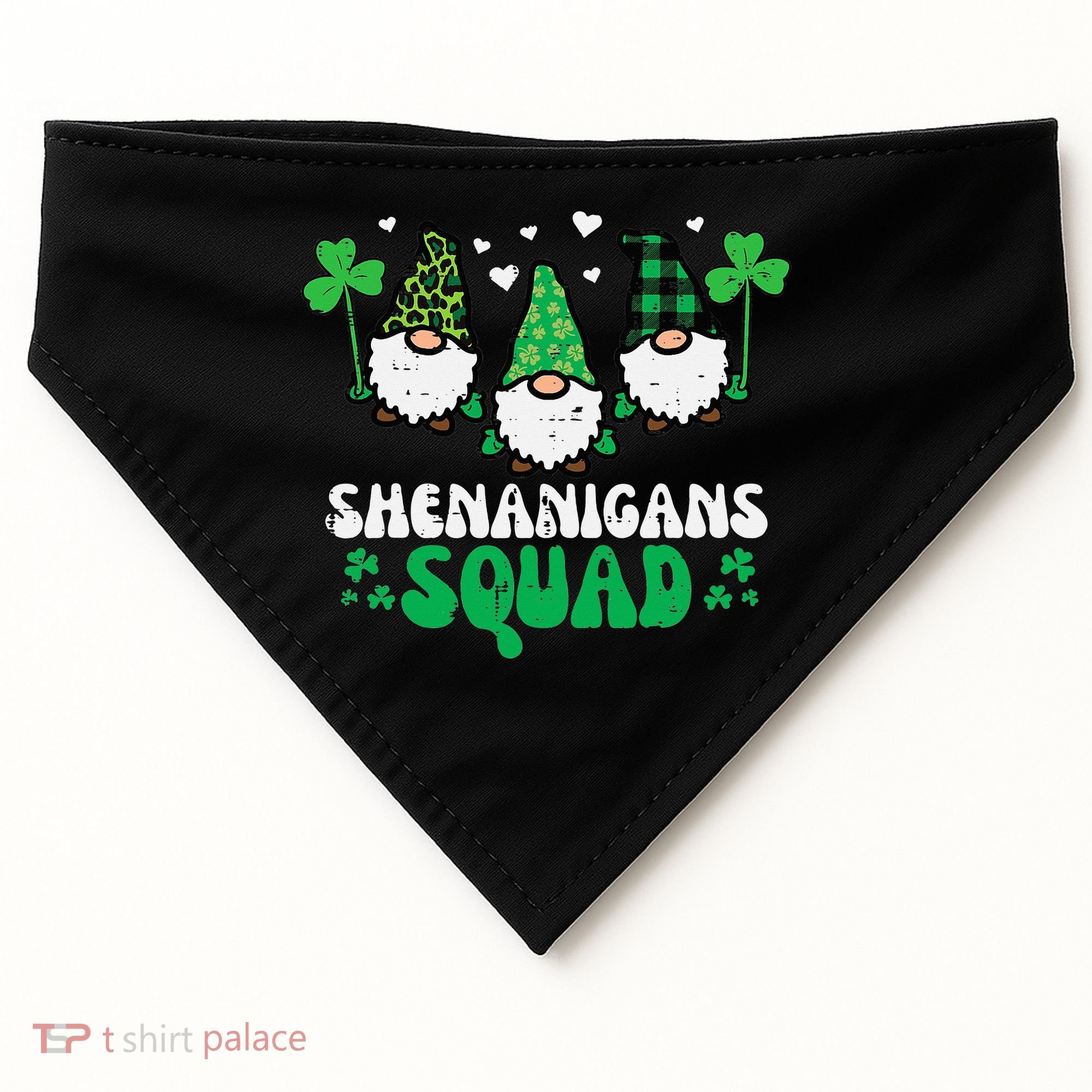 St Patricks Day Gnomes Shenanigans Squad USA-Made Doggie Bandana