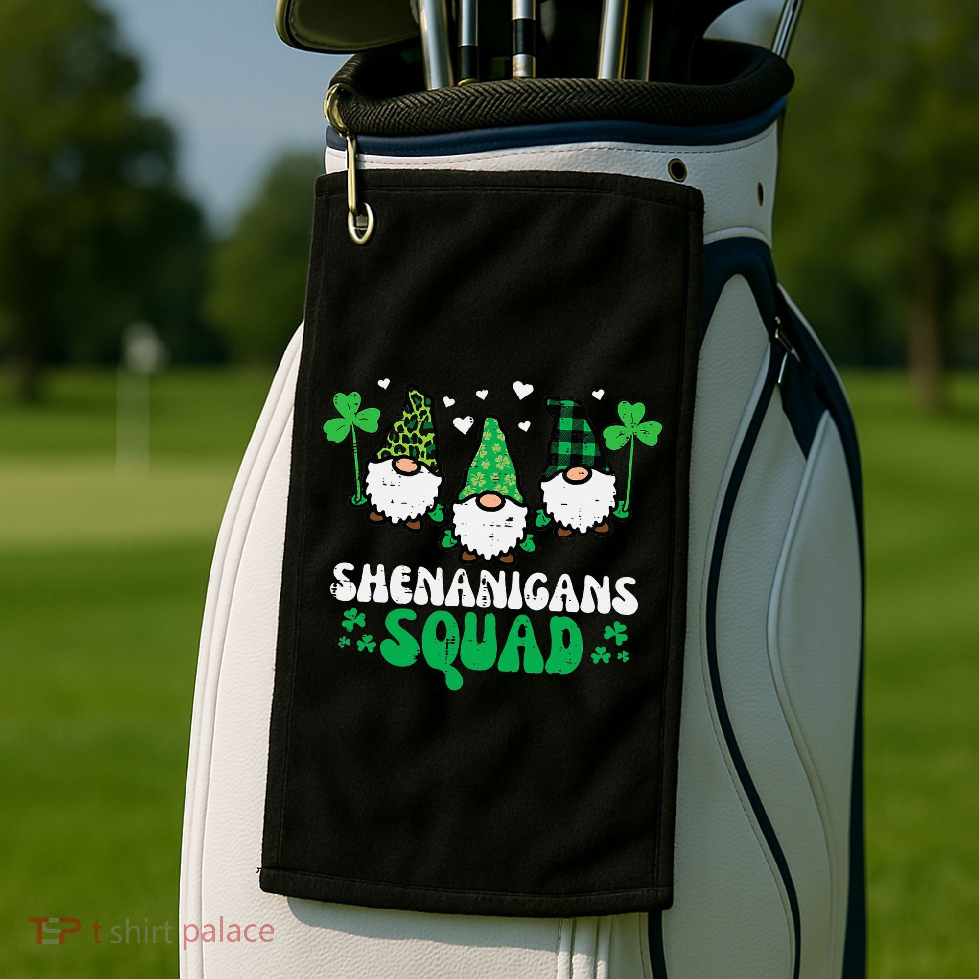 St Patricks Day Gnomes Shenanigans Squad Golf Towel