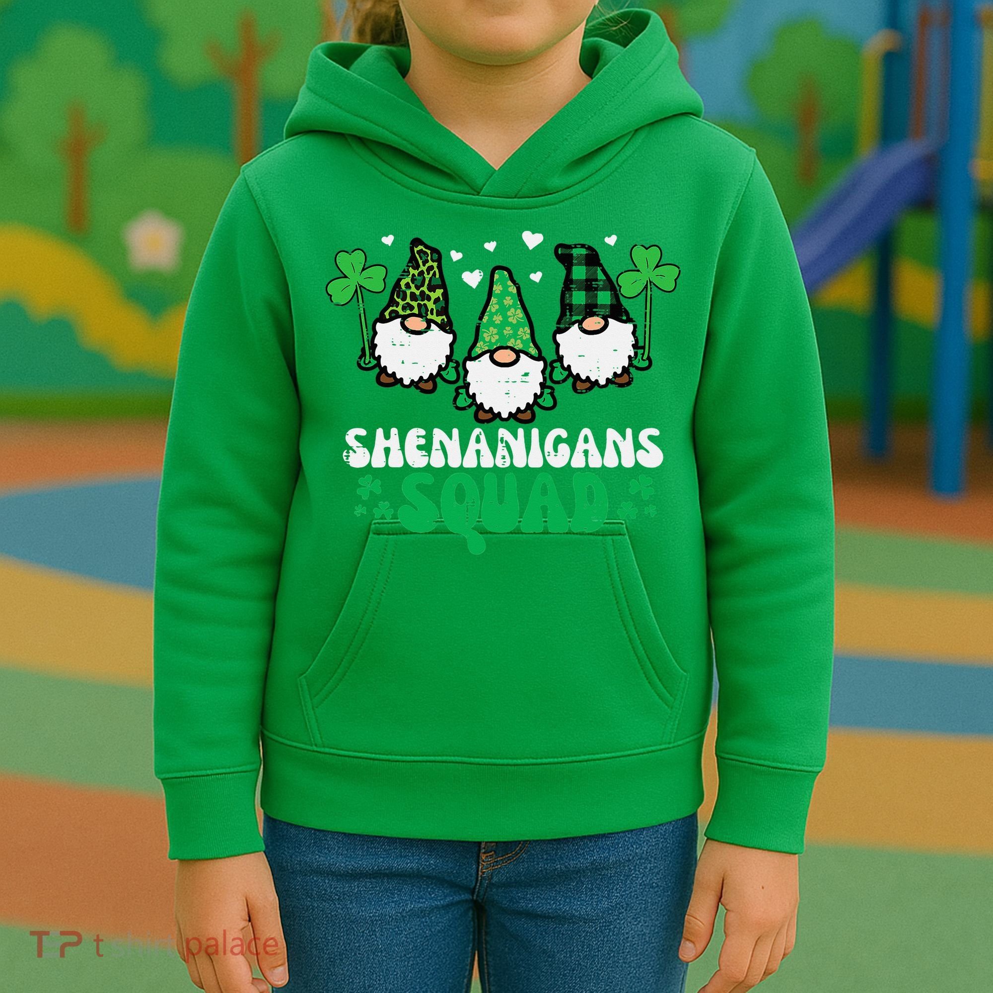 St Patricks Day Gnomes Shenanigans Squad Kids Hoodie