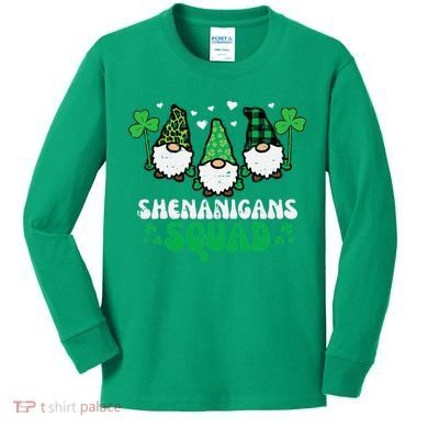St Patricks Day Gnomes Shenanigans Squad Kids Long Sleeve Shirt
