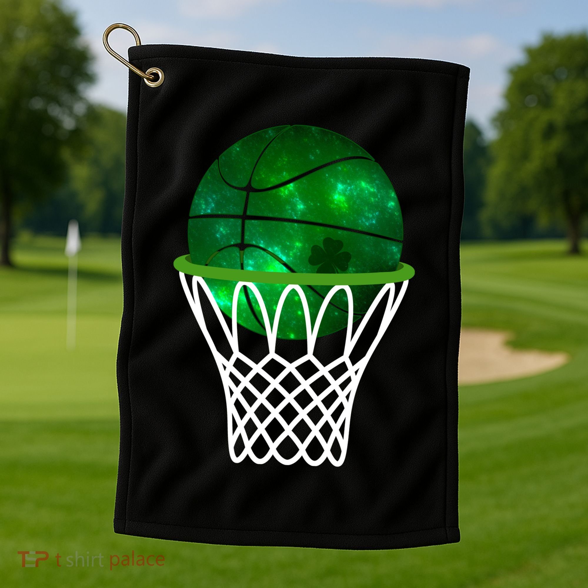 St Patricks Day Shamrock Basketball Irish Golf Towel
