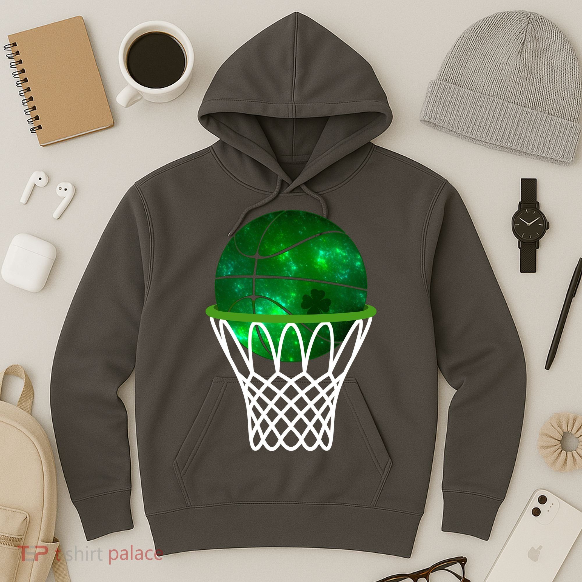 St Patricks Day Shamrock Basketball Irish Hoodie