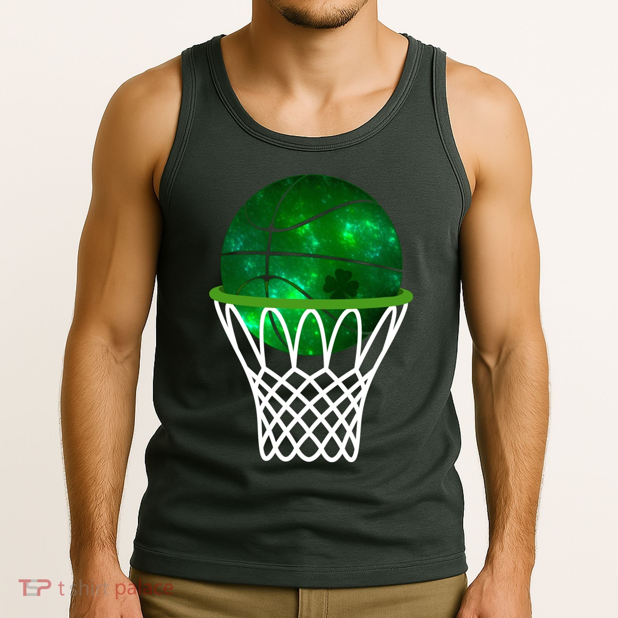 St Patricks Day Shamrock Basketball Irish Tank Top
