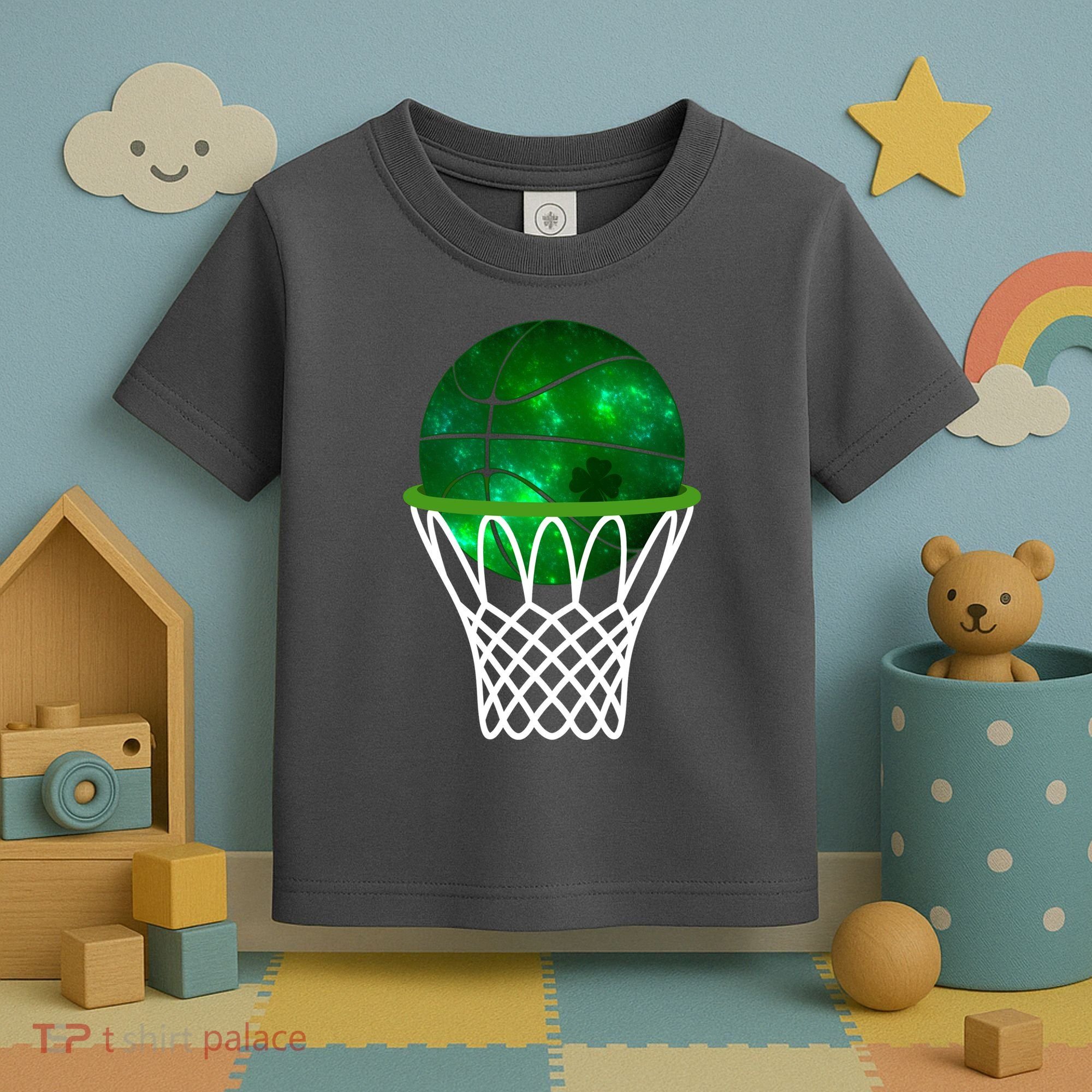 St Patricks Day Shamrock Basketball Irish Toddler T-Shirt