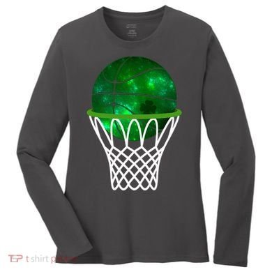 St Patricks Day Shamrock Basketball Irish Women's Long Sleeve Shirt