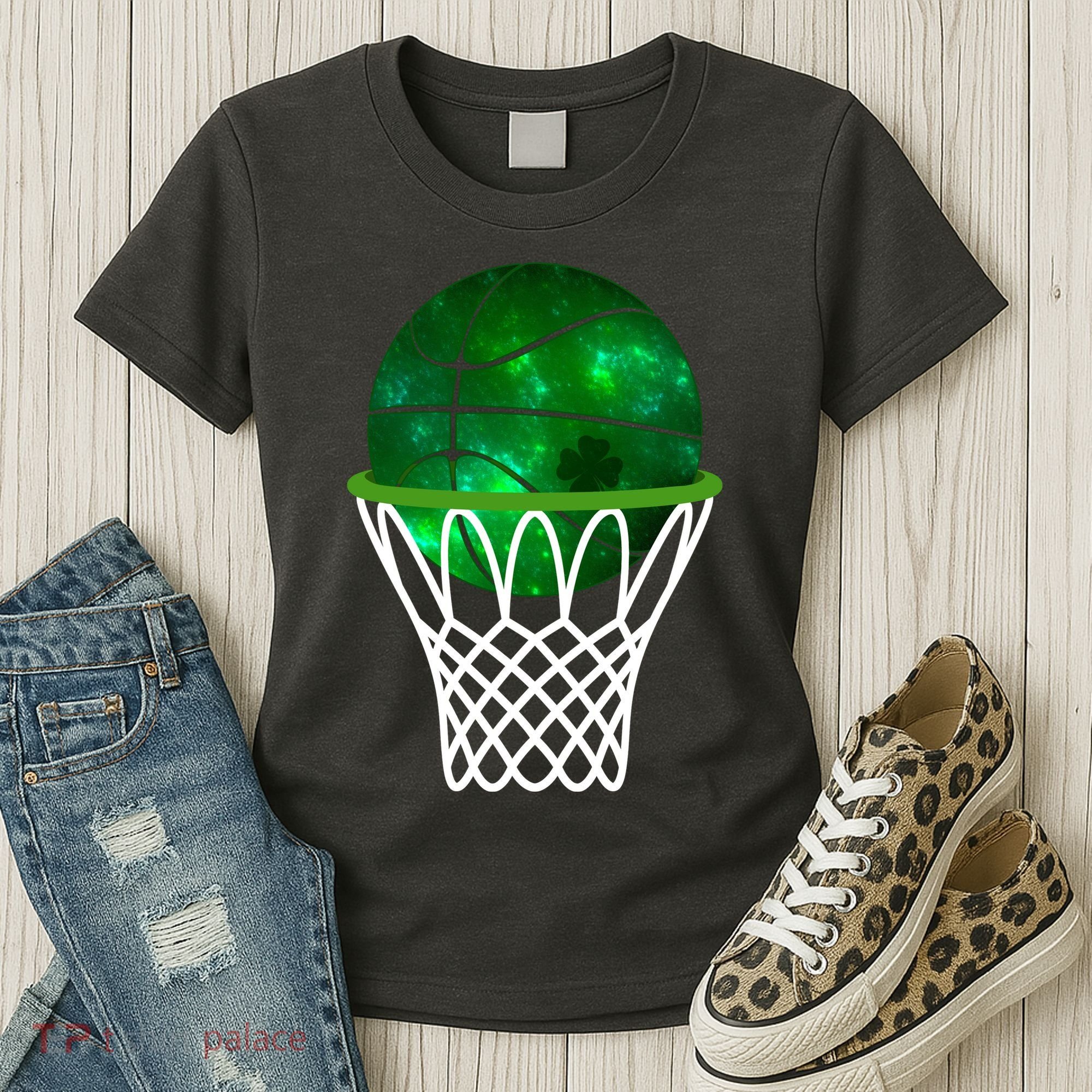 St Patricks Day Shamrock Basketball Irish Women's T-Shirt
