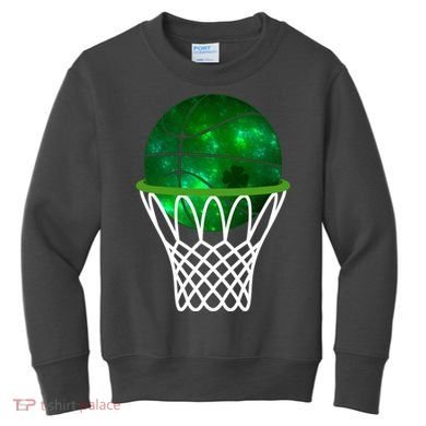 St Patricks Day Shamrock Basketball Irish Kids Sweatshirt