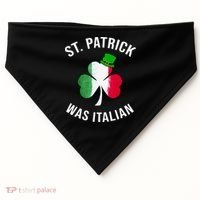 St Patricks Day, St Patrick Was Italian, Irish Shamrock USA-Made Doggie Bandana thumb 0