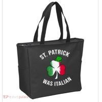 St Patricks Day, St Patrick Was Italian, Irish Shamrock Tote Bag thumb 2