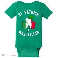 St Patricks Day, St Patrick Was Italian, Irish Shamrock Baby Bodysuit thumb 0