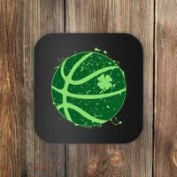 St Patrick's Day Lucky Shamrock Paint Splat Basketball Coaster thumb 0