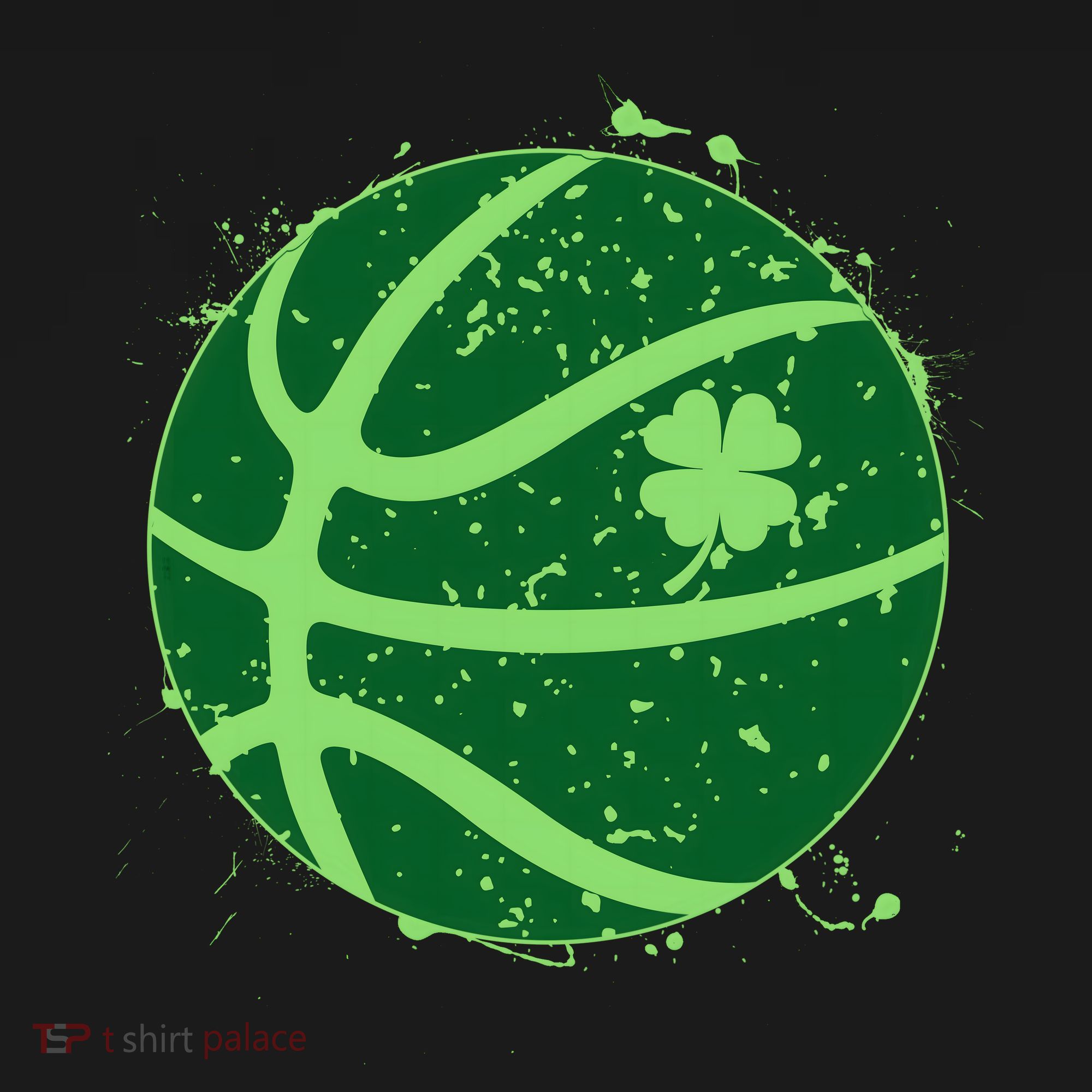 St Patrick's Day Lucky Shamrock Paint Splat Basketball Coaster