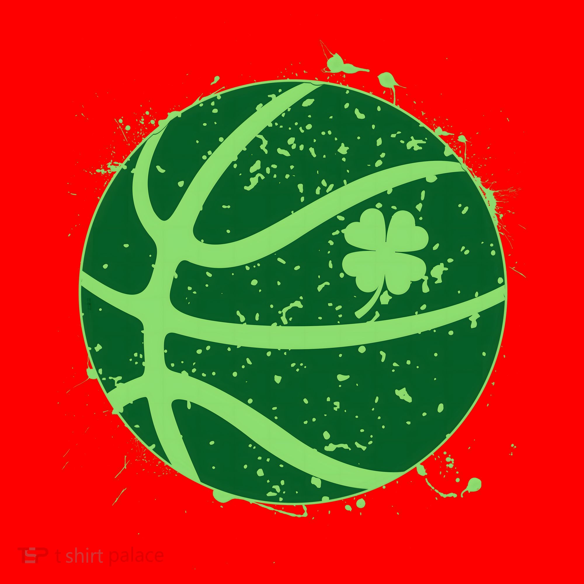 St Patrick's Day Lucky Shamrock Paint Splat Basketball Santa Hat