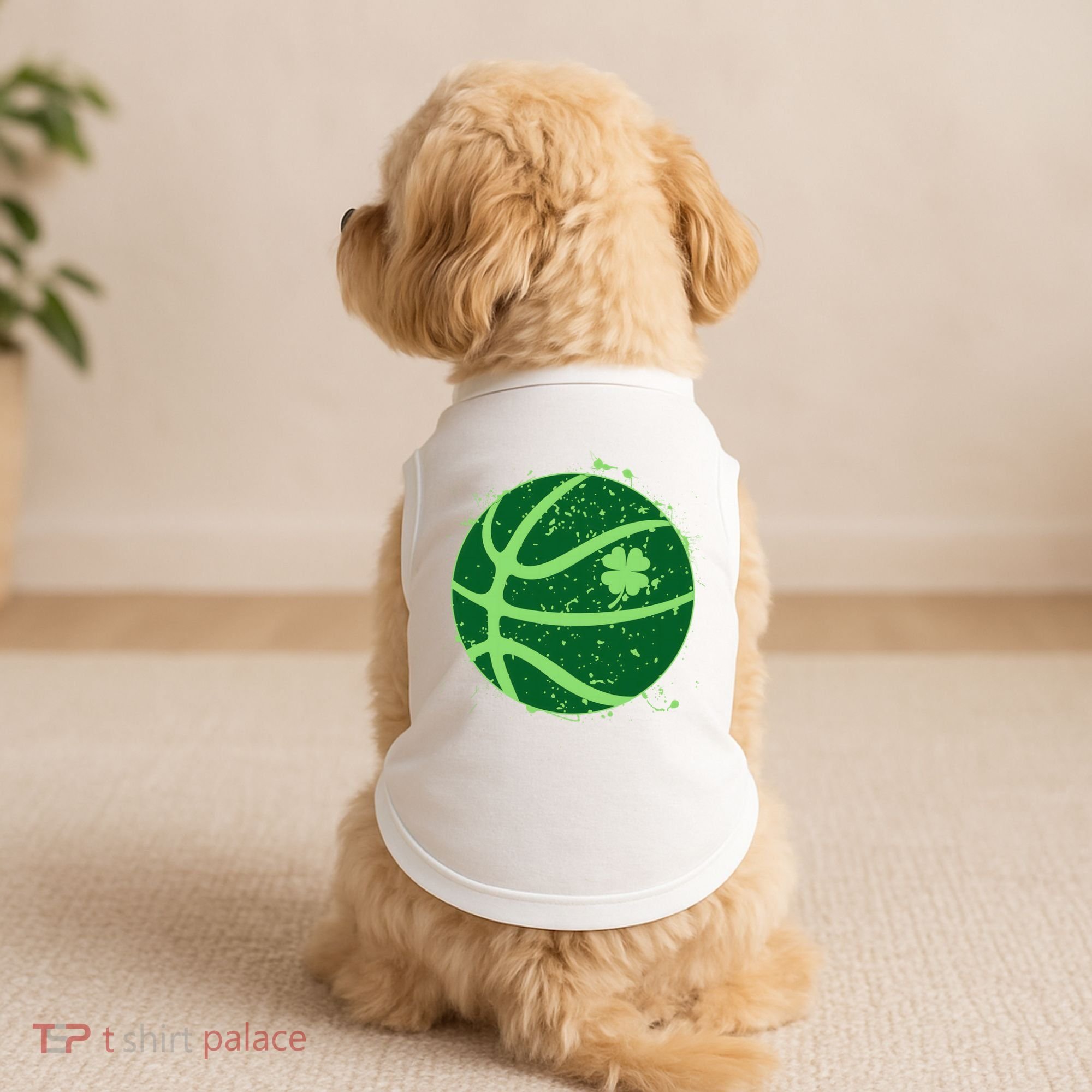 St Patrick's Day Lucky Shamrock Paint Splat Basketball Doggie Tank