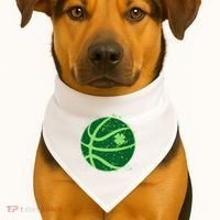 St Patrick's Day Lucky Shamrock Paint Splat Basketball USA-Made Doggie Bandana thumb 1