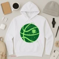 St Patrick's Day Lucky Shamrock Paint Splat Basketball Hoodie thumb 3