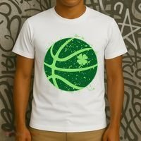 St Patrick's Day Lucky Shamrock Paint Splat Basketball T-Shirt thumb 3