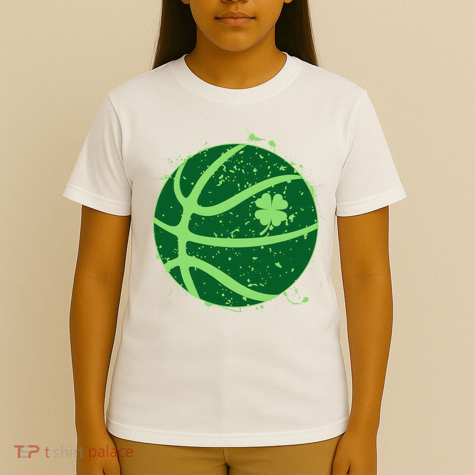 St Patrick's Day Lucky Shamrock Paint Splat Basketball T-Shirt