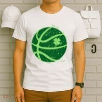 St Patrick's Day Lucky Shamrock Paint Splat Basketball T-Shirt thumb 6