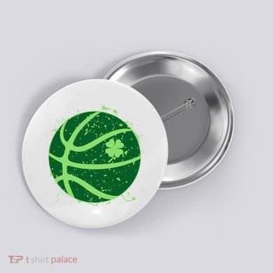 St Patrick's Day Lucky Shamrock Paint Splat Basketball Button
