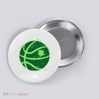 St Patrick's Day Lucky Shamrock Paint Splat Basketball Button thumb 0