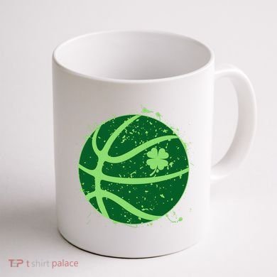 St Patrick's Day Lucky Shamrock Paint Splat Basketball Coffee Mug back