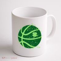 St Patrick's Day Lucky Shamrock Paint Splat Basketball Coffee Mug thumb 1
