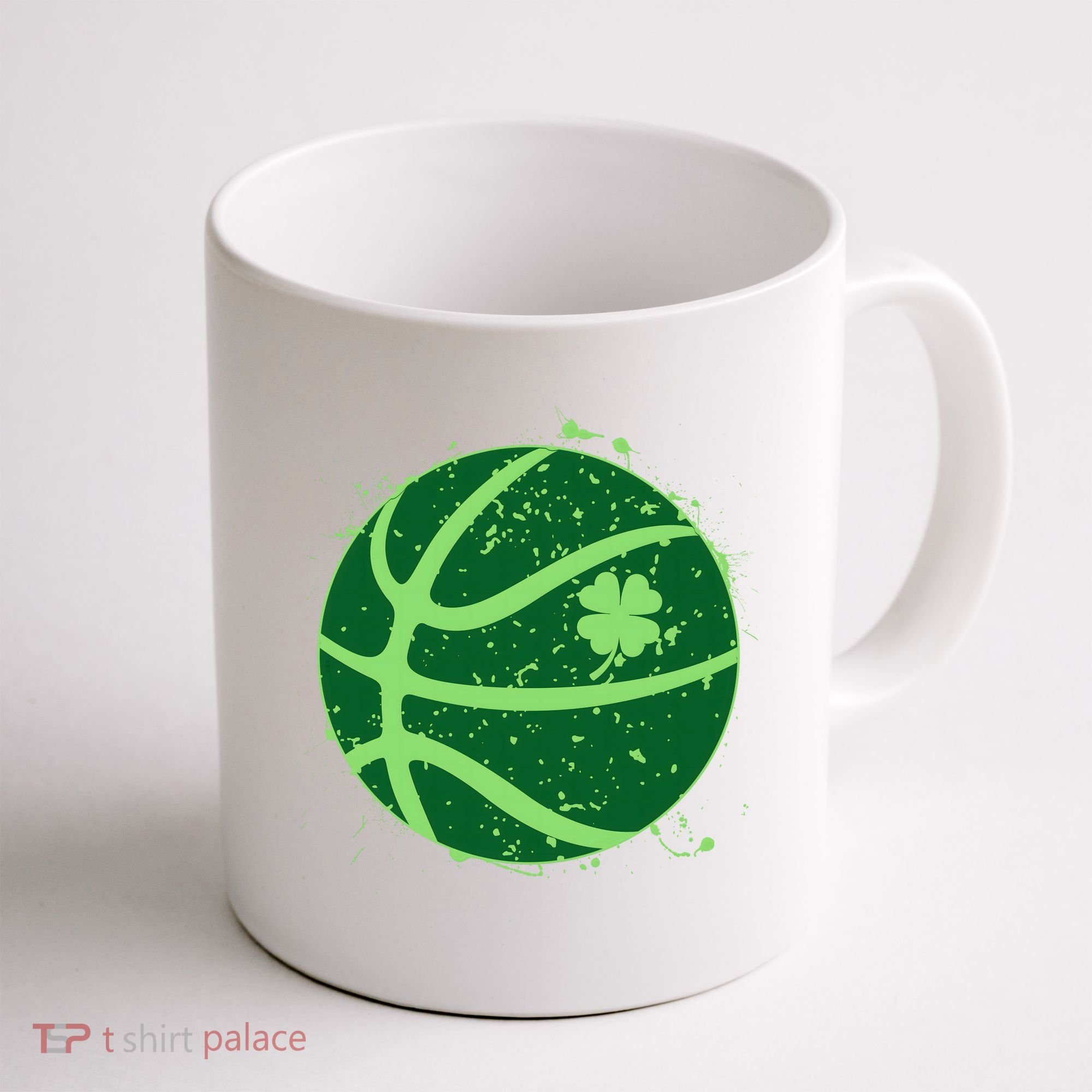 St Patrick's Day Lucky Shamrock Paint Splat Basketball Coffee Mug