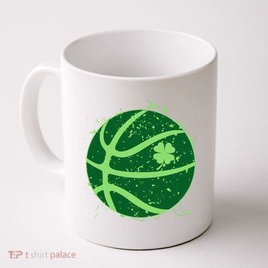 St Patrick's Day Lucky Shamrock Paint Splat Basketball Coffee Mug