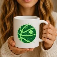 St Patrick's Day Lucky Shamrock Paint Splat Basketball Coffee Mug thumb 3
