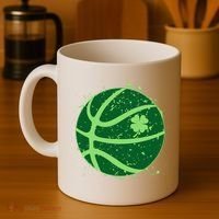 St Patrick's Day Lucky Shamrock Paint Splat Basketball Coffee Mug thumb 4
