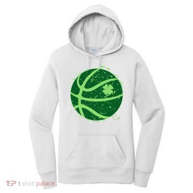 St Patrick's Day Lucky Shamrock Paint Splat Basketball Women's Hoodie