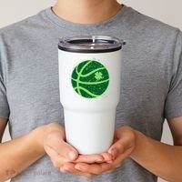 St Patrick's Day Lucky Shamrock Paint Splat Basketball Tumbler thumb 2