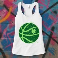St Patrick's Day Lucky Shamrock Paint Splat Basketball Women's Tank Top thumb 3