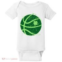 St Patrick's Day Lucky Shamrock Paint Splat Basketball Baby Bodysuit thumb 0