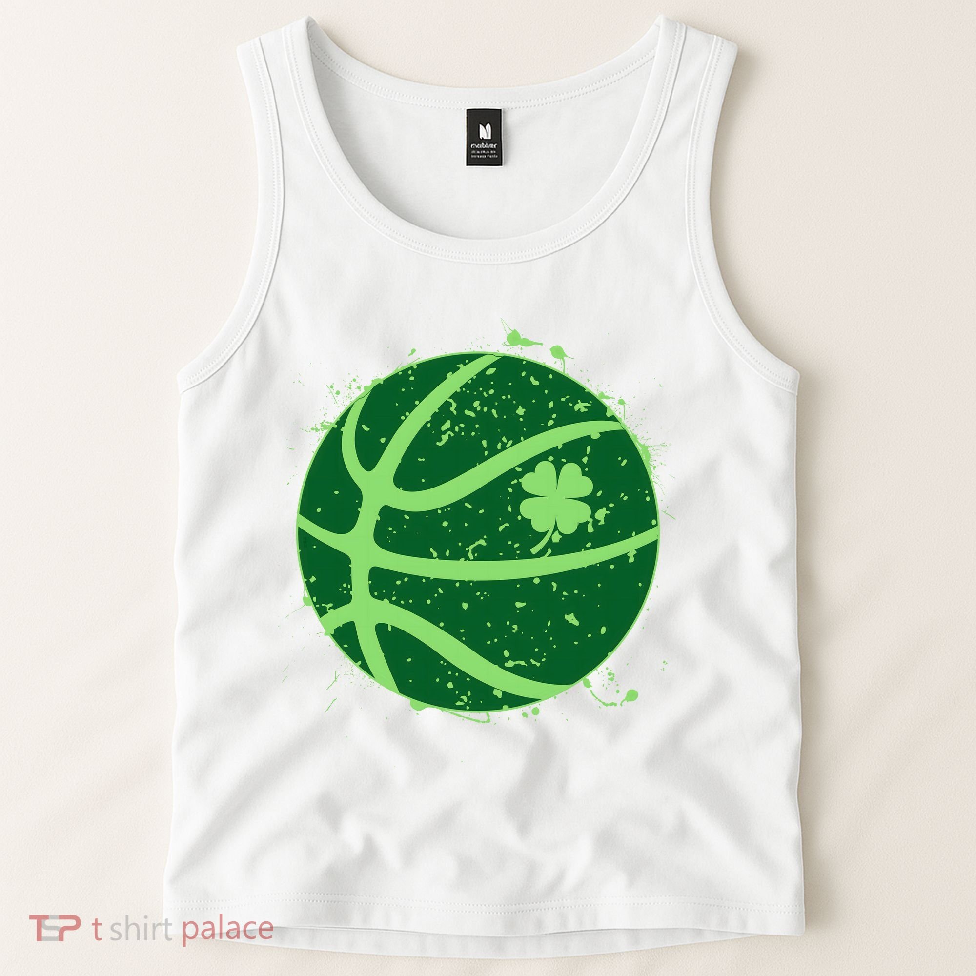 St Patrick's Day Lucky Shamrock Paint Splat Basketball Tank Top