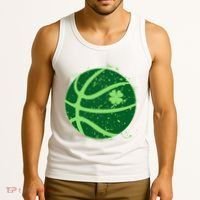 St Patrick's Day Lucky Shamrock Paint Splat Basketball Tank Top thumb 3