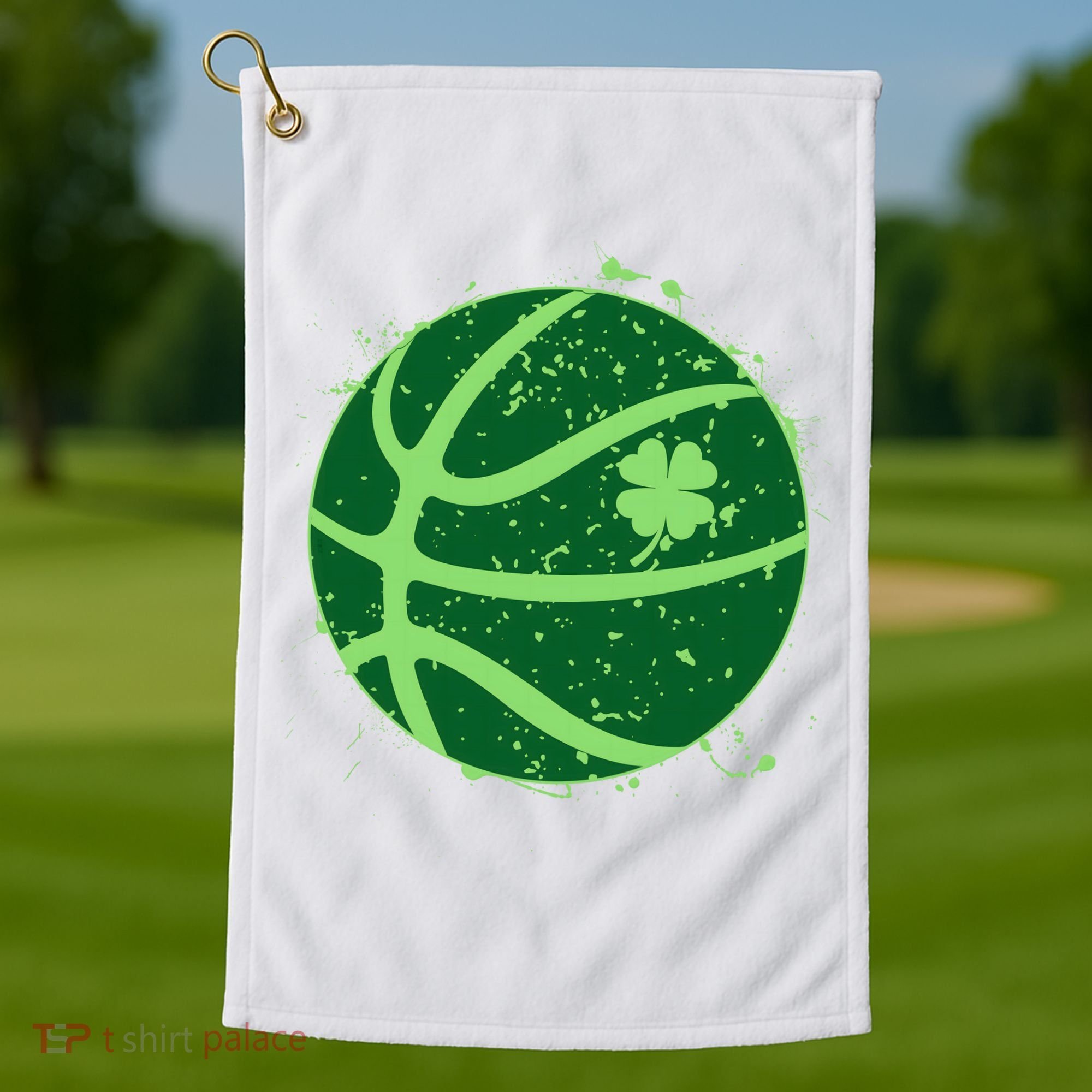 St Patrick's Day Lucky Shamrock Paint Splat Basketball Golf Towel