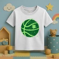 St Patrick's Day Lucky Shamrock Paint Splat Basketball Toddler T-Shirt thumb 3