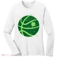St Patrick's Day Lucky Shamrock Paint Splat Basketball Women's Long Sleeve Shirt thumb 0