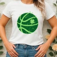 St Patrick's Day Lucky Shamrock Paint Splat Basketball Women's T-Shirt thumb 2
