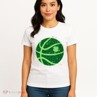 St Patrick's Day Lucky Shamrock Paint Splat Basketball Women's T-Shirt thumb 4