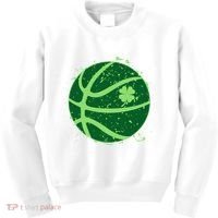 St Patrick's Day Lucky Shamrock Paint Splat Basketball Kids Sweatshirt thumb 0