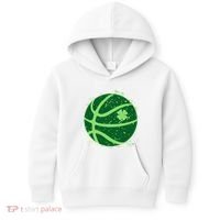 St Patrick's Day Lucky Shamrock Paint Splat Basketball Kids Hoodie thumb 0