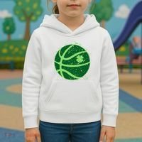 St Patrick's Day Lucky Shamrock Paint Splat Basketball Kids Hoodie thumb 3