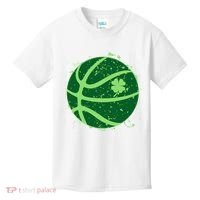 St Patrick's Day Lucky Shamrock Paint Splat Basketball Kids T-Shirt thumb 0