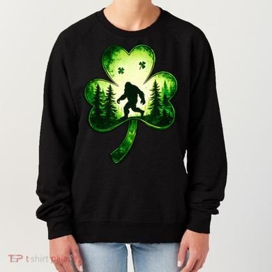St Patricks Day Bigfoot Sasquatch Irish Clover Shamrock Women's Sweatshirt