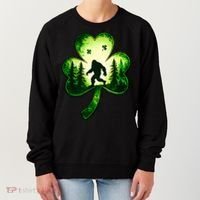 St Patricks Day Bigfoot Sasquatch Irish Clover Shamrock Women's Sweatshirt thumb 0