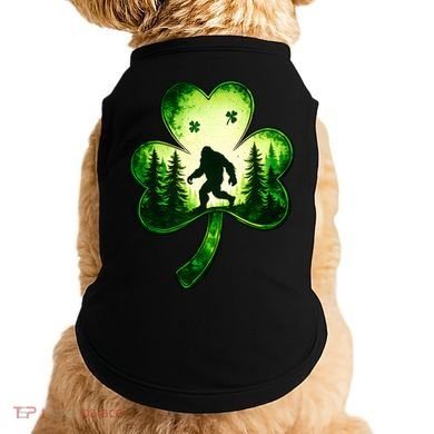 St Patricks Day Bigfoot Sasquatch Irish Clover Shamrock Doggie Tank