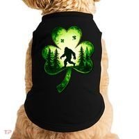 St Patricks Day Bigfoot Sasquatch Irish Clover Shamrock Doggie Tank thumb 0